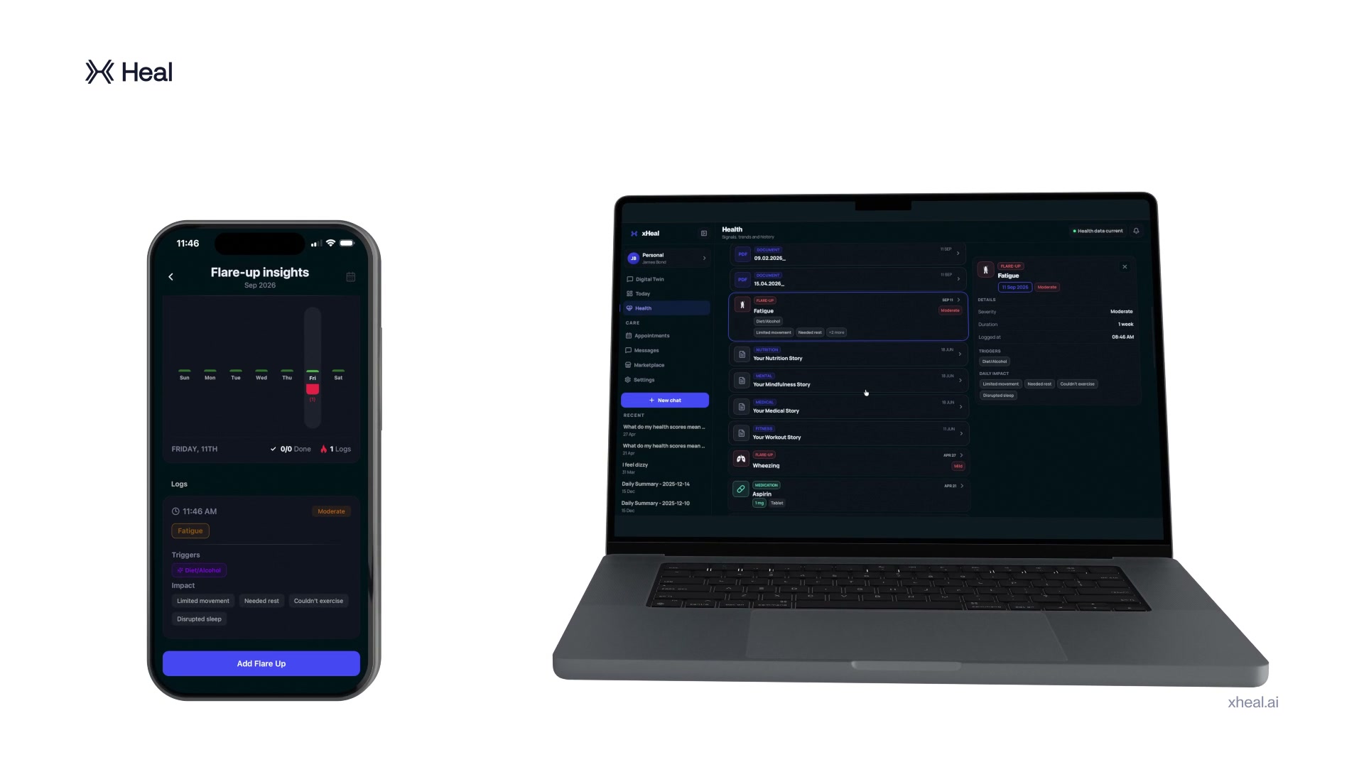 The client app and the Provider Workspace side by side, logged by the client and seen by the provider